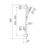 RUBANE II RAIL SHOWER CHROME, BRUSHED BRASS, BRUSHED NICKEL, MATTE BLACK OR GUNMETAL